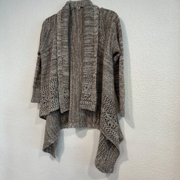 Charlotte Russe Open Front Cardigan Sweater Asymmetrical Hem Tan Beige SZ Small - Picture 5 of 9